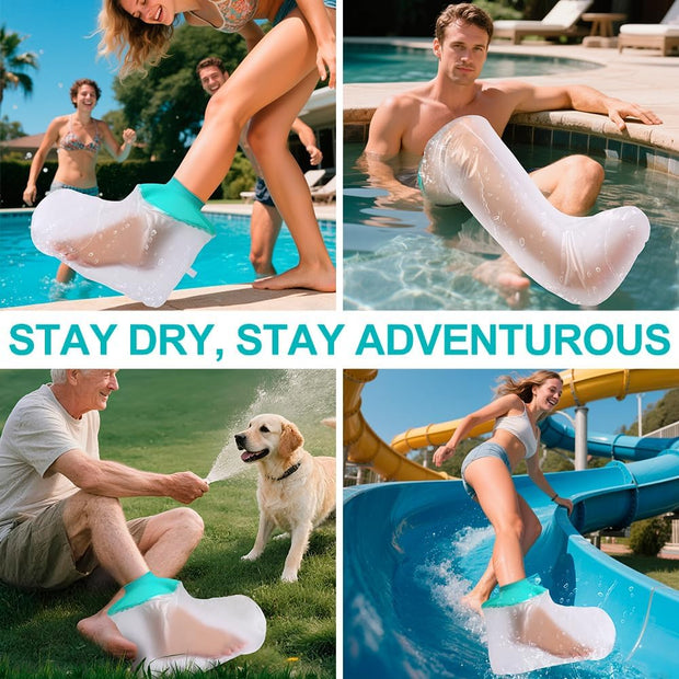 Waterproof Leg Cast Cover for Showering, Reusable Shower Sleeve for Lower Leg After Surgery, Watertight Non-Slip Adult Fracture Protector Bag, Water Proof Medical Covers for Calf/Ankle/Wound/Bandages