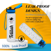 Personalized Water Bottles with Time Marker Custom 32oz Motivational Water Bottle Bpa Free Plastic Sports Water Bottle with Name for Fitness, Gym, Outdoor, Workout