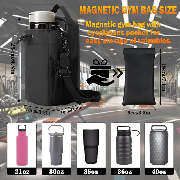 Magnetic Gym Bag for Men and Women Magnetic Bottle Bag with Secure Attachment for Gym, Travel and Workouts Design Keeps Belongings Clean and Organized Fits Water Bottles, Phone Essentials