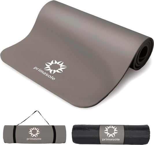 1/2-Inch Extra Thick NBR Yoga Mat with Enhanced Stability - Textured Design, Lightweight Mat with Carrying Strap & Case for Yoga, Pilates, Gym & Home Use (Multiple Colors)