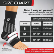 Sleeve Stars Ankle Brace for Women & Men, Ankle Wrap for Sprain, Compression Sleeve for Plantar Fasciitis Relief, Easy Customizable Support: w/ Removable Strap (Single/M:10"-12"/Black)