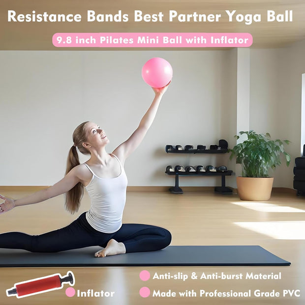 Pilates Ring and Ball Set, Adjustable Ankle Wrist Weights, Resistance Bands, Pilates Equipment for Home Workout Kit to Tone, Sculpt and Strengthen, Fitness Magic Circle Rings for Yoga Women