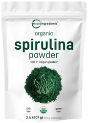 Micro Ingredients Organic Spirulina Powder, 1lb | Blue-Green Algae, Rich in Vegan Protein, Vitamins & Minerals | Source of Natural Chlorophyll & Enzymes | Non-GMO, Gluten-Free, No Additives