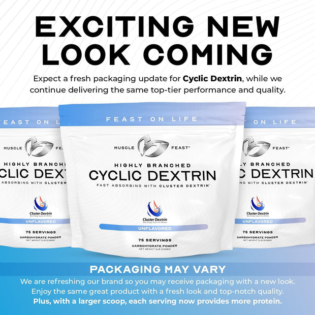 Muscle Feast Highly Branched Cyclic Dextrin Premium Pre-Workout or Post-Workout Supplement, Unflavored, 5lbs
