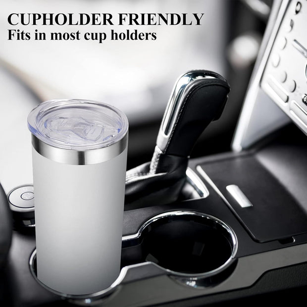 VEGOND Stainless Steel Tumblers Bulk 12 Pack, 20 oz Vacuum Insulated Skinny Tumblers with Lids and Straws, Double Wall Coffee Mug, Travel Water Cup, White