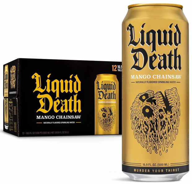 Liquid Death Sparkling Mountain Water, 16.9 oz Tallboys (12-Pack)