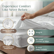 100% Egyptian Cotton Sheets King Size Sheets Set with Fully Elasticated Fitted Sheet & Pillowcase sets, 800 TC Hotel Collection Deep Pocket King Sheet Set, No Pill Soft Breathable Luxury White Bedding