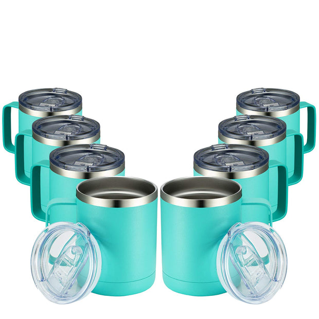 MEWAY 12oz Coffee Mug With Handle and Sliding Lid,Stainless Steel Travel Tumbler Cup with Handle,Double Wall Vacuum Insulated Camping Cup for Hot & Cold Drinks Tea (Purple,Set of 1)