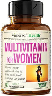 Multivitamin for Women – Essential Womens Multivitamins & Multiminerals 60 Capsules with Vitamin B12, A, D, C, Zinc, Magnesium & More for Total Body Wellness – 20+ Key Nutrients & Vitamins for Women