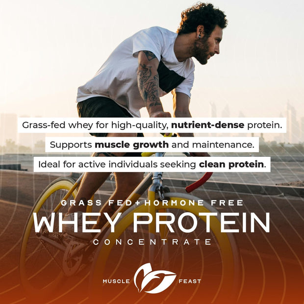 Muscle Feast Grass-Fed Whey Protein Concentrate Powder, All Natural, Hormone Free Pasture Raised Whey Protein Powder for Women & Men, Clean, Non-GMO & Gluten Free Whey Concentrate - Chocolate, 5lb