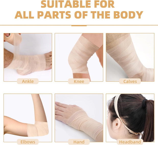 OK TAPE Pre Wrap Tape (4-Rolls) - Athletic Foam Underwrap for Sports, Protect for Ankles Wrists Hands and Knees, 2.75 Inches x 30 Yards - Black/Pink/Beige/White