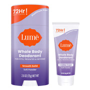 Lume Whole Body Deodorant - Invisible Cream Mini + Solid Stick Bundle - 72 Hour Odor Control - Aluminum & Baking Soda Free, Skin Loving (Lavender Sage)