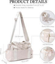 Small Gym Bag for Women, Mini Crossbody Gym Duffle Bag with Wet Compartment, Carry on Gym Tote Bag for Workout Dance Sport Travel (Mini-Beige)