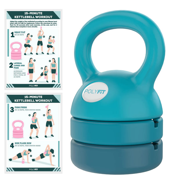 Polyfit Adjustable Kettlebell | 5 lb - 12 lb | Kettlebells Weights Set for Home Gym | Kettle Bell Sets for Women at Home