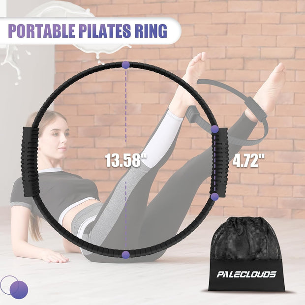 Pilates Ring, 13.5"/12" Silicone Magic Circle with Training Poster & Portable Bag, Pilates Ring Circle for Inner Thigh Workout, Yoga, Lose Weight & Physical Therapy for Women