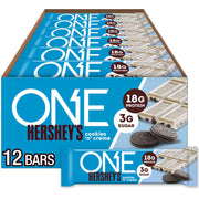 ONE Protein Bars, NEW Hershey's Double Chocolate, Gluten Free with 18g Protein and 3g Sugar, Pantry Staples 2.12 oz (12 Pack)
