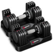 Keppi Adjustable Dumbbells Set-25lb/40lb/55lb/60lb, Anti-Slip Metal Fast Adjust Weight Handle, Exercise & Fitness for Full Body Workout - Adjustable Dumbbell Series
