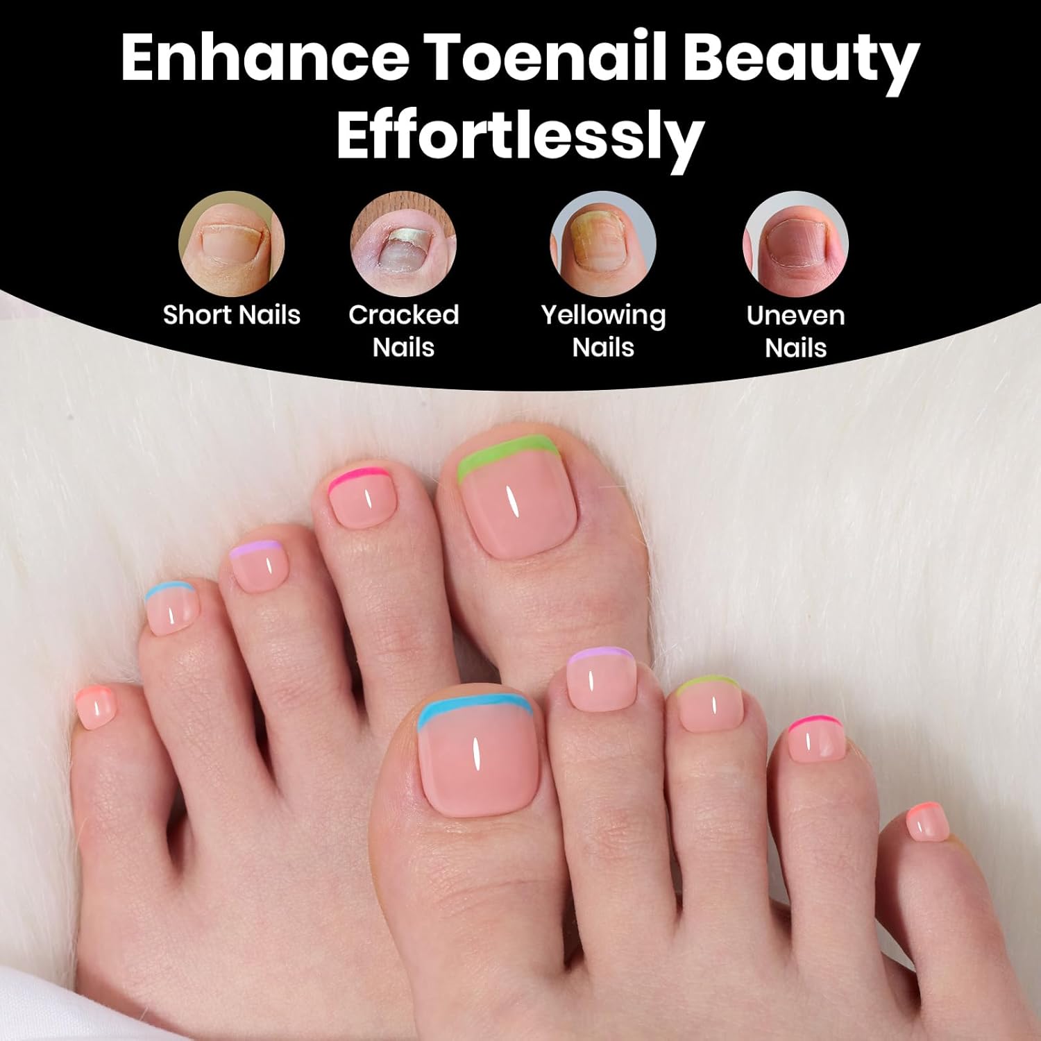 Beetles Toe Nail Tips Square - 16 Sizes 192 Pcs Full Cover Nail Tips Fake Acrylic Toe Nail Pre-etched Double Matte Press on Toenails, Soft Gel Toe Nail Extensions for Women