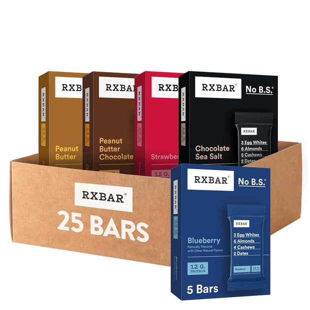RXBAR Protein Bars, Snack Bars, Variety Pack (5 Boxes, 25 Count)