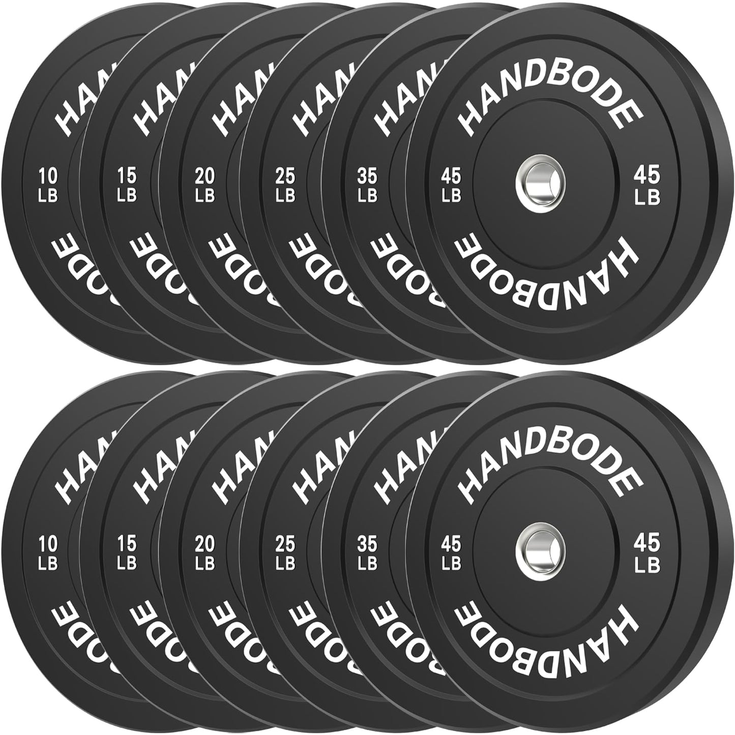 Bumper Plates 2 - Inch Olympic Weight Plate Set for Barbell, 10-55 lb Rubber Weights Sets for Home Gym, Strength Training Plate, Weight Lifting, Black