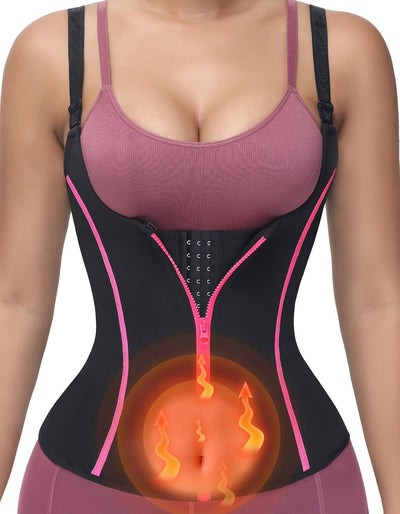 YADIFEN Waist Trainer Vest for Women,Zipper Corset Body Shaper for Tummy Control Neoprene Cincher Tank Top with Straps