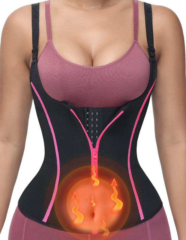 YADIFEN Waist Trainer Vest for Women,Zipper Corset Body Shaper for Tummy Control Neoprene Cincher Tank Top with Straps