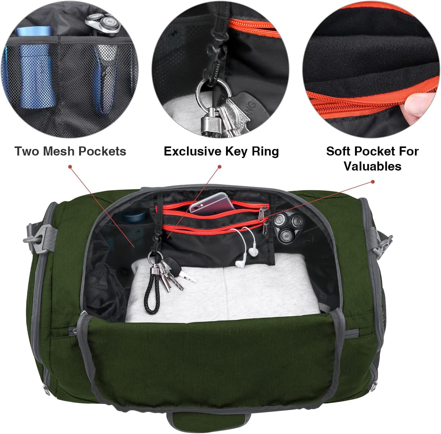 Canway Sports Gym Bag, Travel Duffel bag with Wet Pocket & Shoes Compartment for men women, 45L, Lightweight
