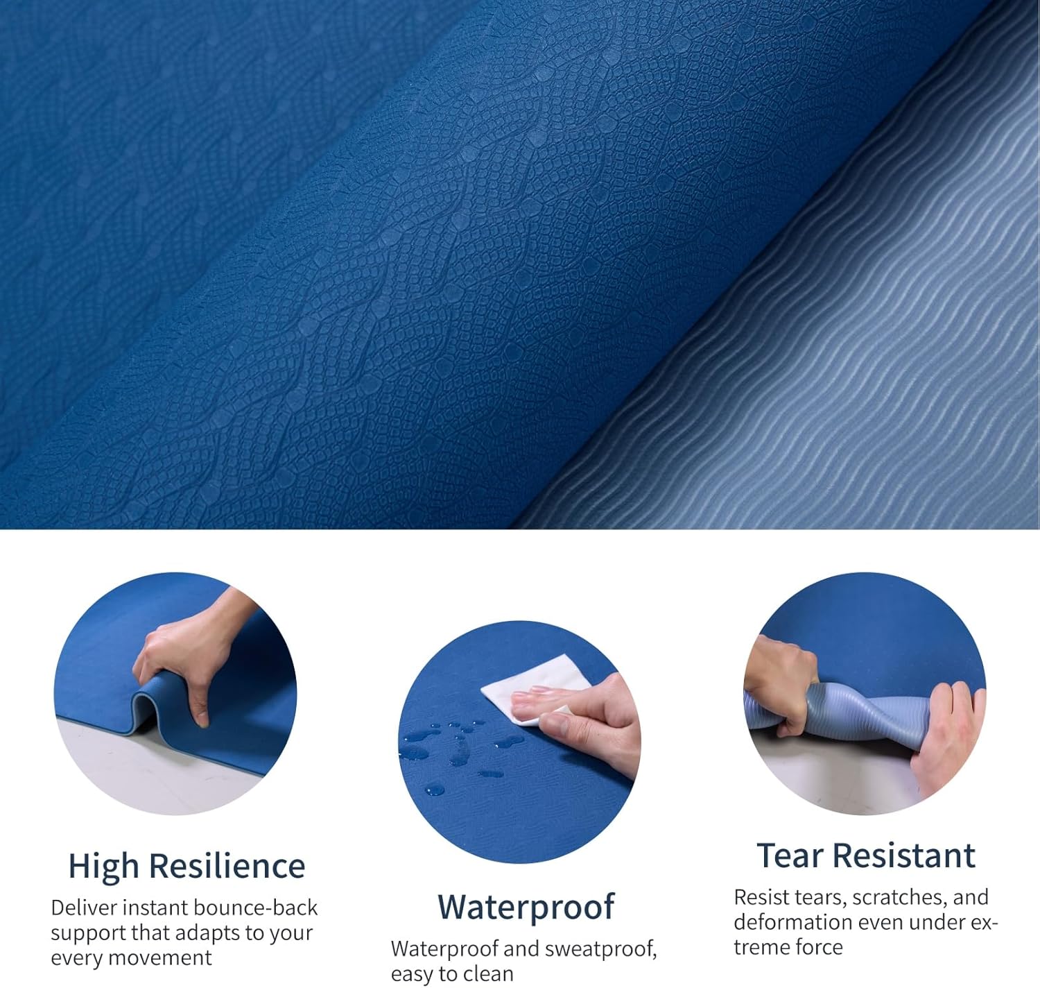 FLEXISPOT Yoga Mat, Exercise Yoga Mat with Non-Slip Design, Professional TPE Exericise Mat, Multi-Purpose Workout Mat for Women, Pilates Fitness and Floor Exercises.