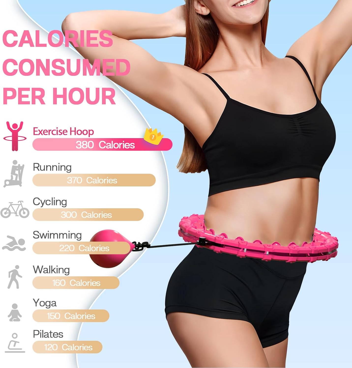 Weighted Hula Infinity Fitness Hoop for Adult Weight Loss, 2 in 1 Smart Fitness Workout Hula Circle Hoops with 27 Detachable Knots, Exercise Fit Hoop Suitable for Women and Beginners