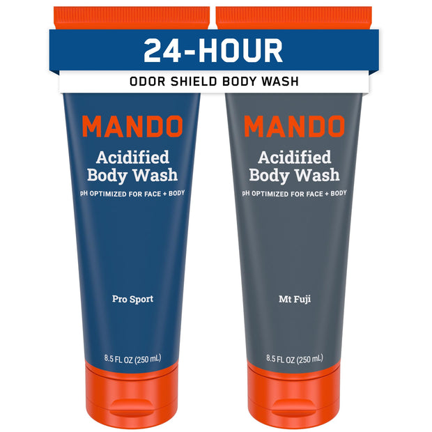 Mando Odor Shield Body Wash - 24 Hour Control - Removes Odor Better than Soap - SLS and Paraben Free, Skin Safe - 8.5 Ounce (Pro Sport)