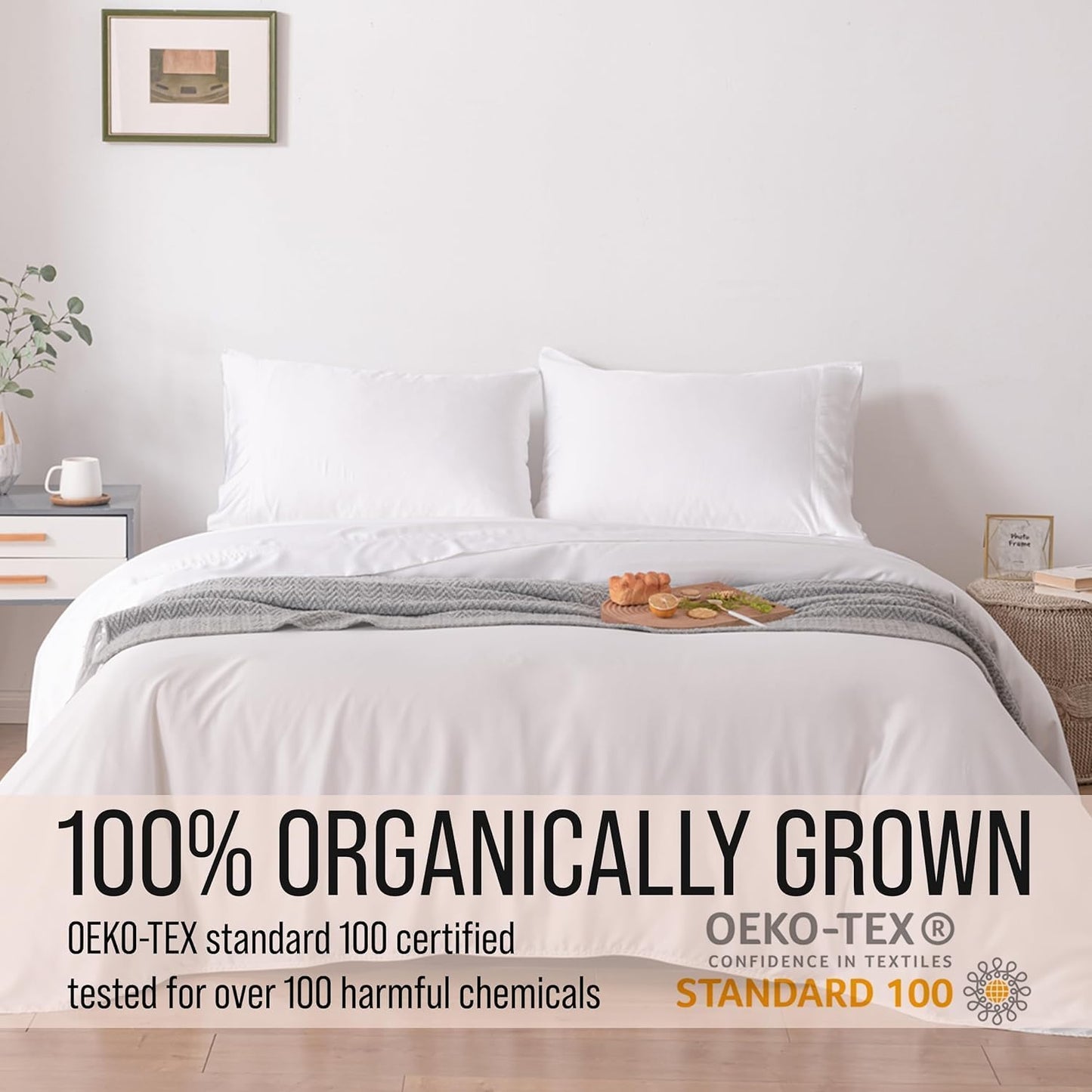 Bella Coterie | Luxury Standard Size Pillowcase Set | 100% Organically Grown Bamboo Viscose | Ultra Soft | Cooling | 2 Pcs [White]