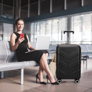 Luggage Sets 3 Piece with Spinner Wheel, Hardside Suitcase Set with TSA Lock, Expandable Lightweight Travel Luggage for Men and Women, Black