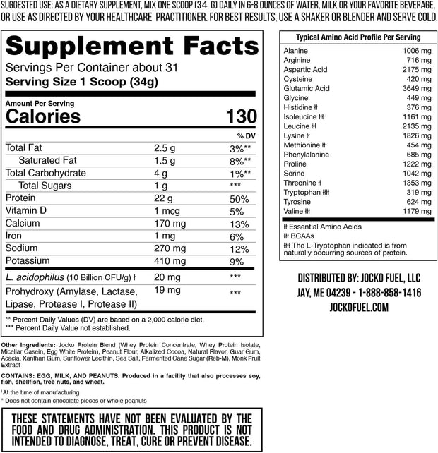 Jocko Fuel Protein Bundle (2 Pack) - Chocolate Peanut Butter (2lb) + Vanilla (2lb) - Supports Muscle Recovery & Growth