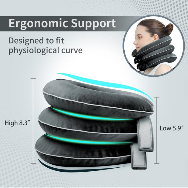 S Cervical Neck Traction Device for Instant Neck Pain Relief - Inflatable & Adjustable Neck Stretcher Neck Support Brace, Neck Traction Pillow for Home Use Neck Decompression
