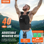 VEVOR Adjustable Weighted Vest, 11-20lb/20-32lbs/35lbs/40lbs Weight Vest with 6 Ironsand Weights and Reflective Stripe, Workout Equipment for Strength Training Running Jogging