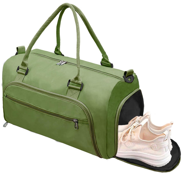 woogwin Small Gym Bag for Men & Women with Shoes & Wet Compartment Waterproof Duffle Bag for Travel Sports Workout Overnight Weekender(17.7'',Black)