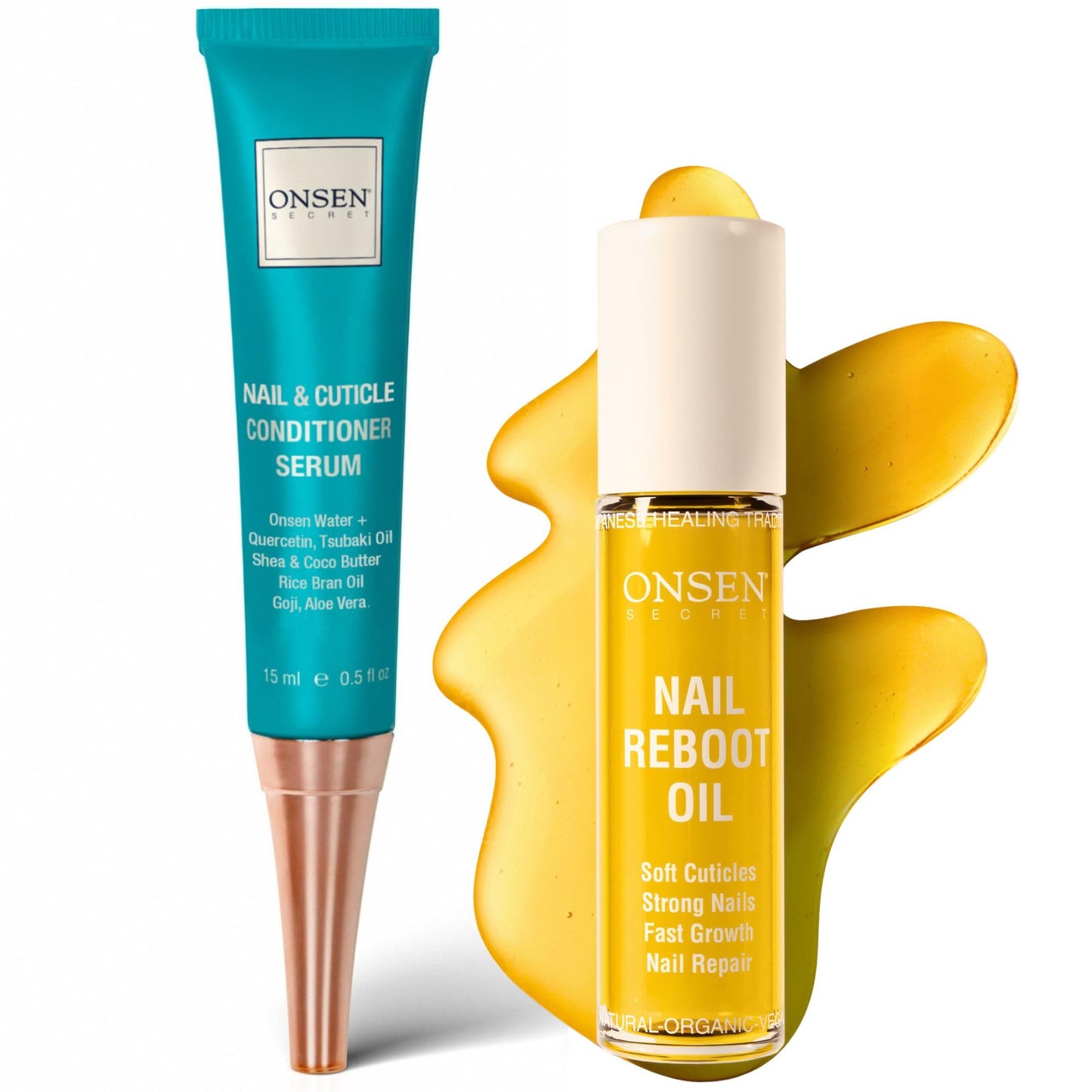 Onsen Secret Nail & Cuticle Repair Oil (10ml) - Dry Oil Formula - Japanese Tsubaki, Tea Tree & Jojoba - Strengthens Nails, Repairs Cuticles, Hydrates Skin & Hair - Natural & Vegan