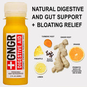 +GNGR Immunity Booster Organic Ginger and Turmeric Shot - Cold Pressed Ginger Shots with Turmeric, Cayenne Pepper, Orange, Lemon for All Natural Immune & Digestive Support (2 Oz, Pack of 12)