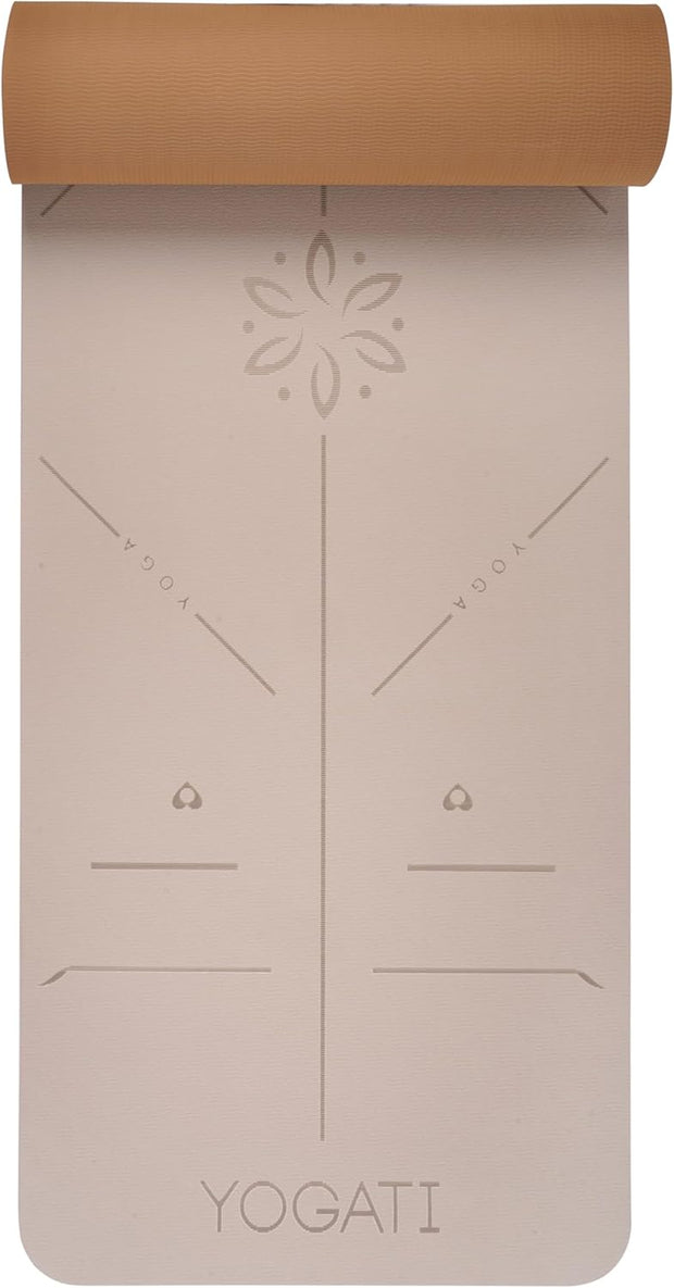 Yoga Mat with Alignment Lines. Yoga Mats with carry strap perfect for Pilates and Fitness Workout, Eco Friendly Non Slip Thick Yoga Mats for women and men - Yoga Matt.