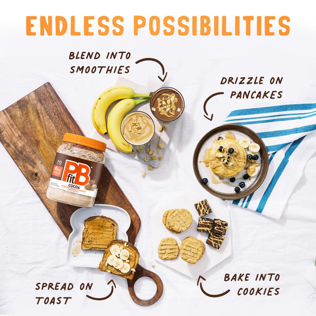 PBfit 30 Ounce Peanut Butter Powder Chocolate Flavor, Cocoa Powdered Peanut Butter Spread From Real Roasted Peanuts and Cocoa, 6g of Protein 7% DV, Gluten-Free, 70 calories, 88% less fat (Pack of 1)