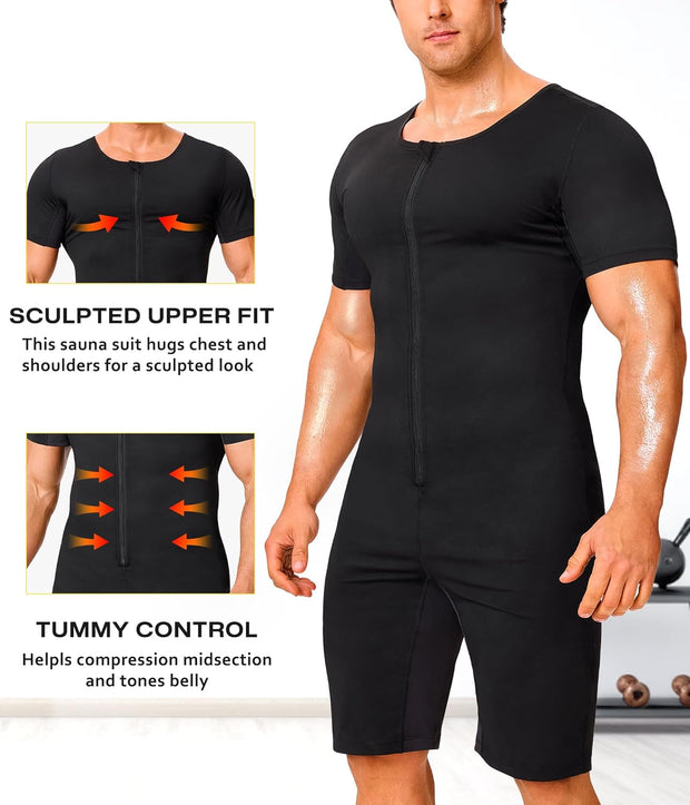 Junlan Sauna Suit for Men Full Body Waist Trainer Sauna Shirt for Working Out