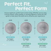 Retrospec Luna Exercise Ball with Pump - Anti-Burst Fitness Equipment for Yoga, Core Training & Stability - Home Gym Swiss Ball for Office & Pregnancy