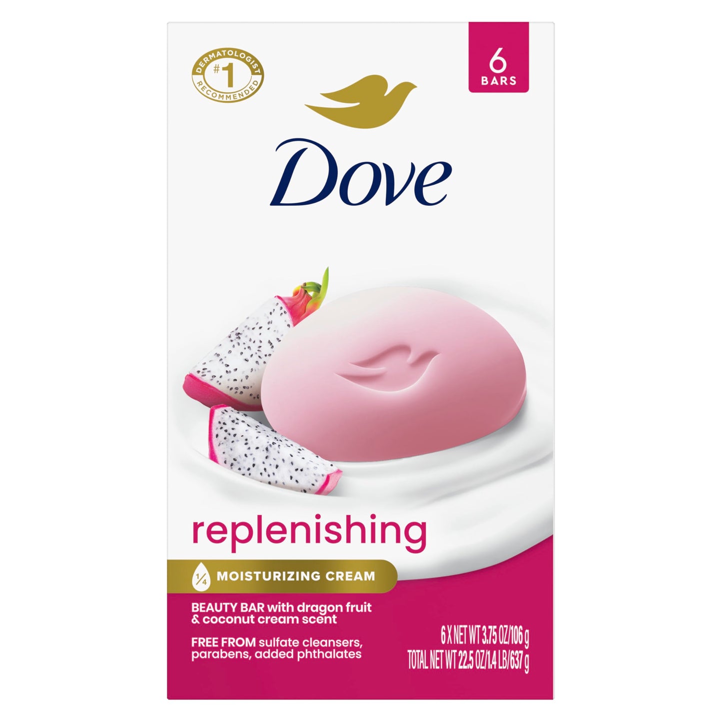 Dove Beauty Bar Soap Restoring Coconut & Cocoa Butter 6 Count for Restored Skin, Nourishes Skin 3.75 oz