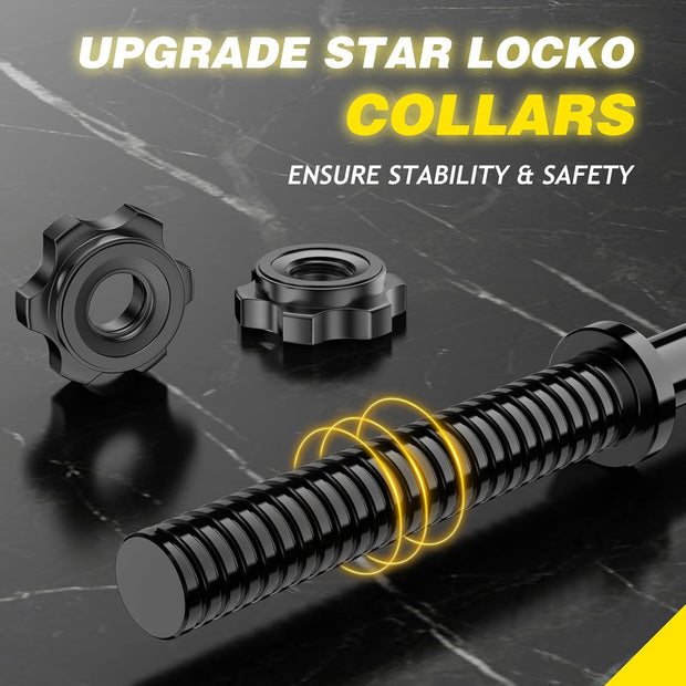 Weight Lifting Bar 57", 1" Standard Straight Barbell Bars Olympic for Home Gym Weight lifting/Strength Training/Squat/Bench Press/Deadlift/Lunges/Hip Thrusts, 2 Star Collars (480lb Weight Capacity)