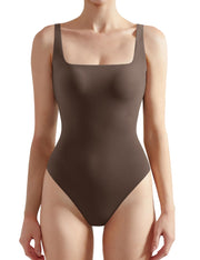 SUUKSESS Women Sexy Square Neck Thong Bodysuit Backless Sleeveless Tank Tops