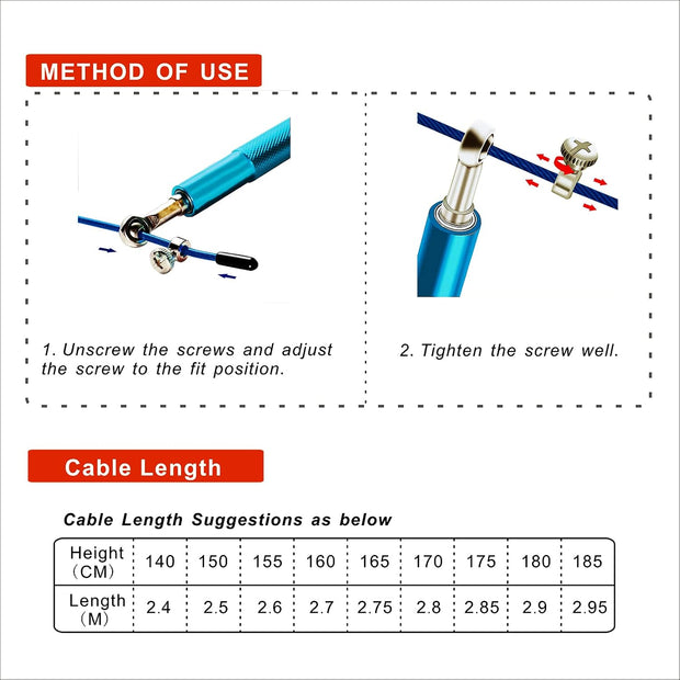 Speed Jump Rope - 360° Swivel Ball Bearing - Adjustable steel coated rope-Aluminum Anti Skipping Handle -Fitness Training Boxing Sports Exercises -Suitable for Kids and Adults