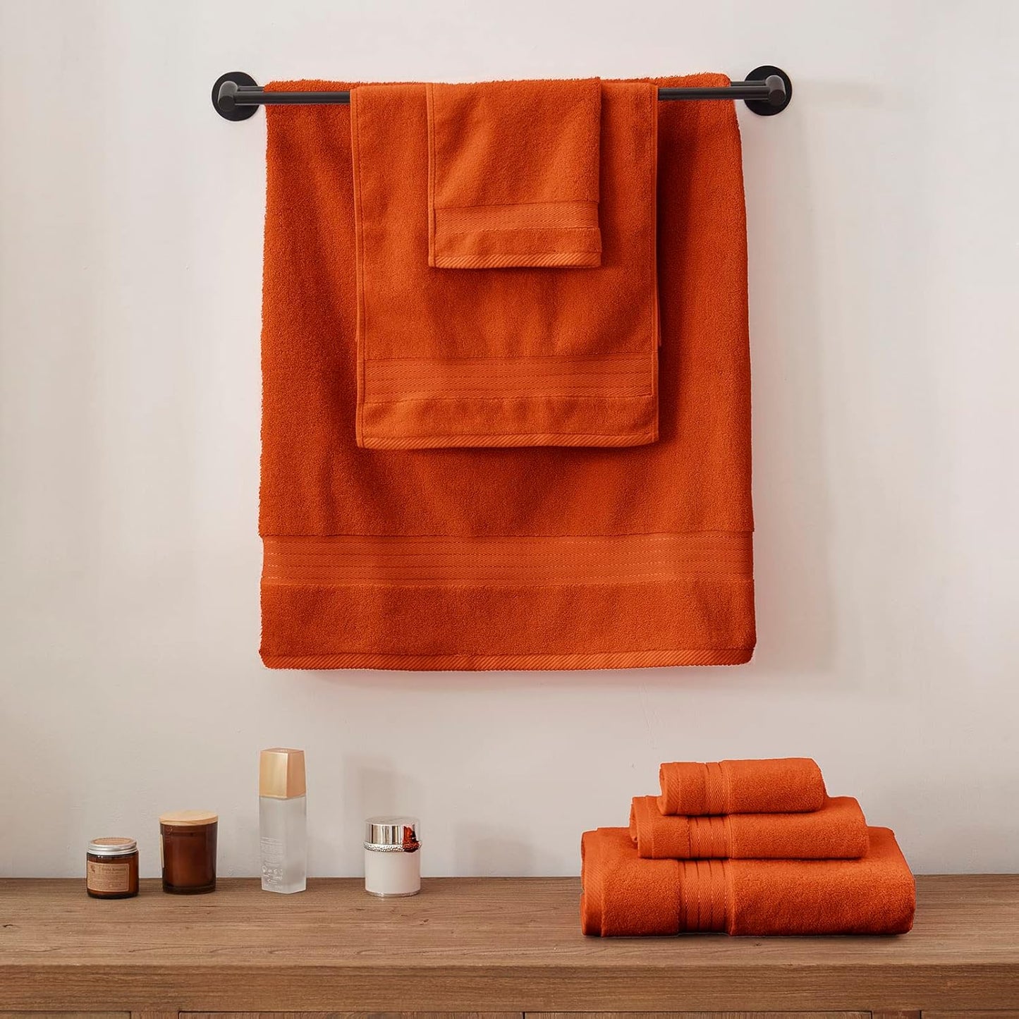 COZYART Burnt Orange Bath Towel Set for Bathroom Turkish Cotton Thick Soft Absorbent Durable 650 GSM Towel Sets of 6, 2 Large Bath Towels, 2 Hand Towels, 2 Washclothes