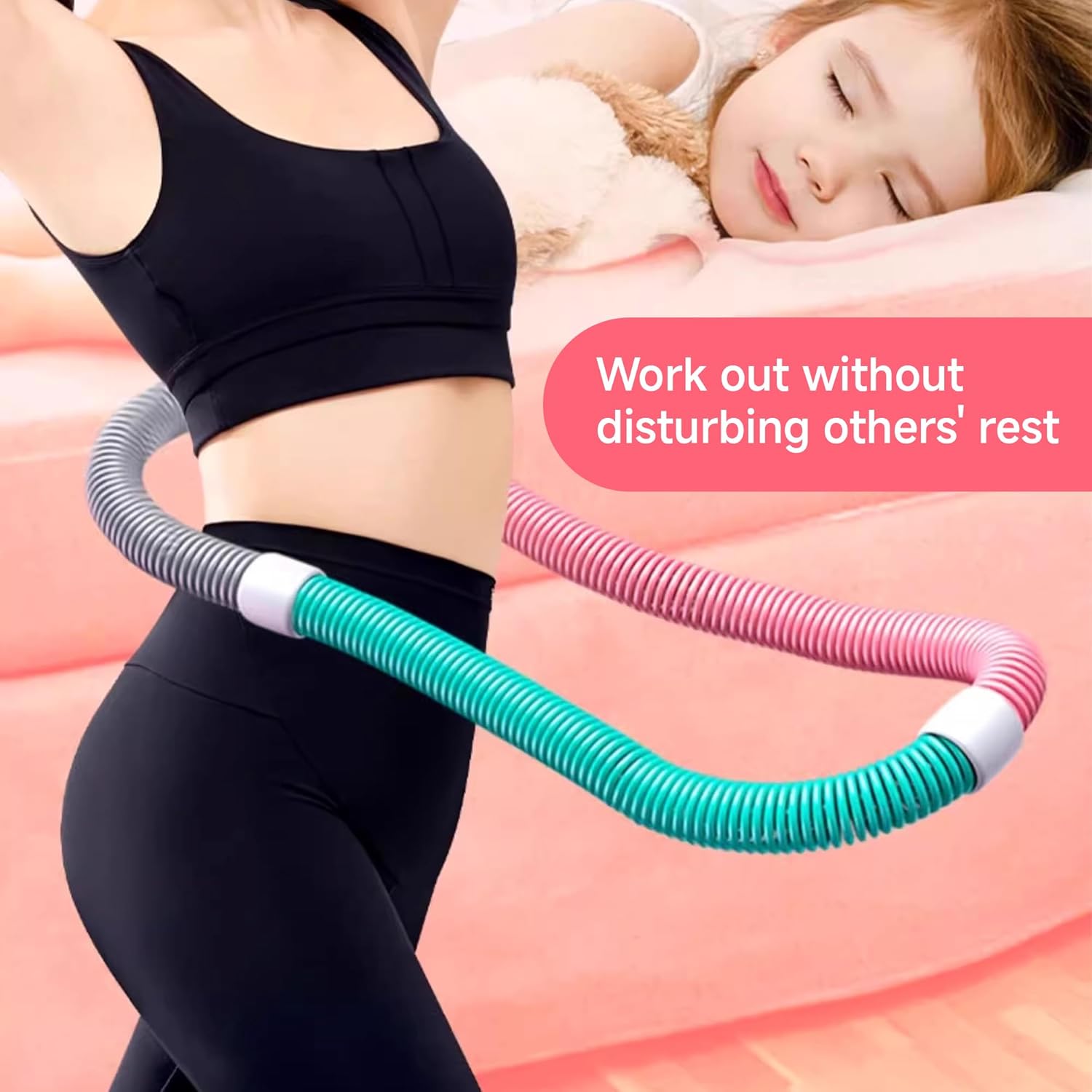 Infinity Hoop, Weighted Hula Hoop, Hula Hoops for Adults, Weighted Hula Hoops for Women - Spring Weighted Design Burns Fat, Shapes Waist, Back-Friendly Workout with Safety Rope