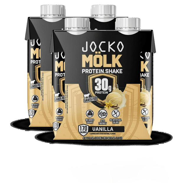 Jocko-Fuel Protein Shake, 2 Box with 4 Bottle - Ready to Drink, Grass-Fed Whey, No Artificial Sweeteners, Keto-Friendly, Low-Carb, High-Protein, Meal Replacement, Recovery, Fitness (11 Fl Oz, Chocolate)