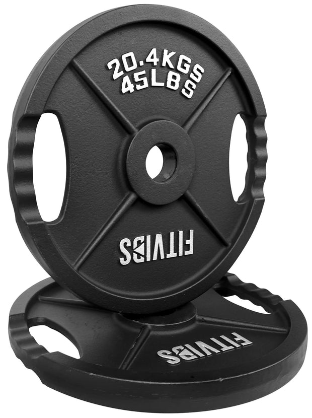 Olympic Cast Iron Plate for Strength Training and Weightlifting, Pairs, Sets or Set with Barbell, Multiple Sizes